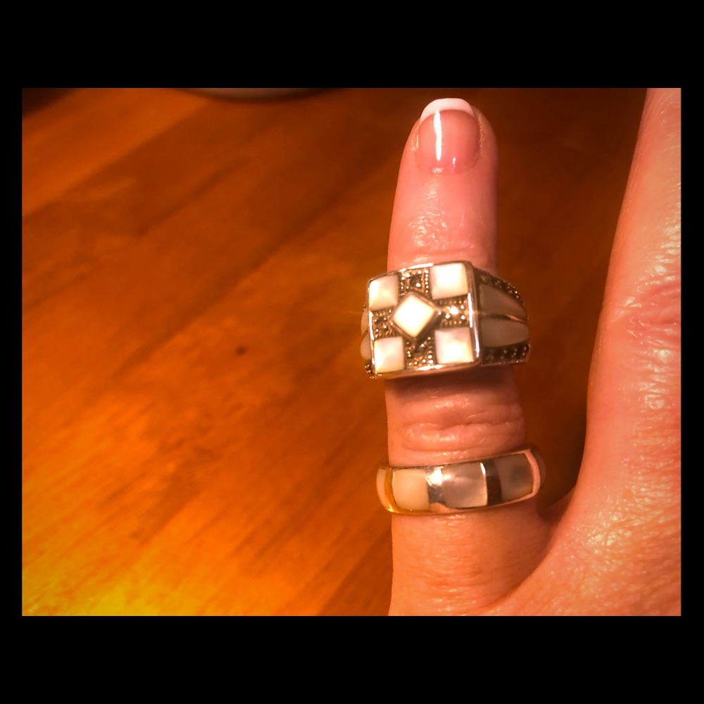 Mother of Pearl and marcasite rings